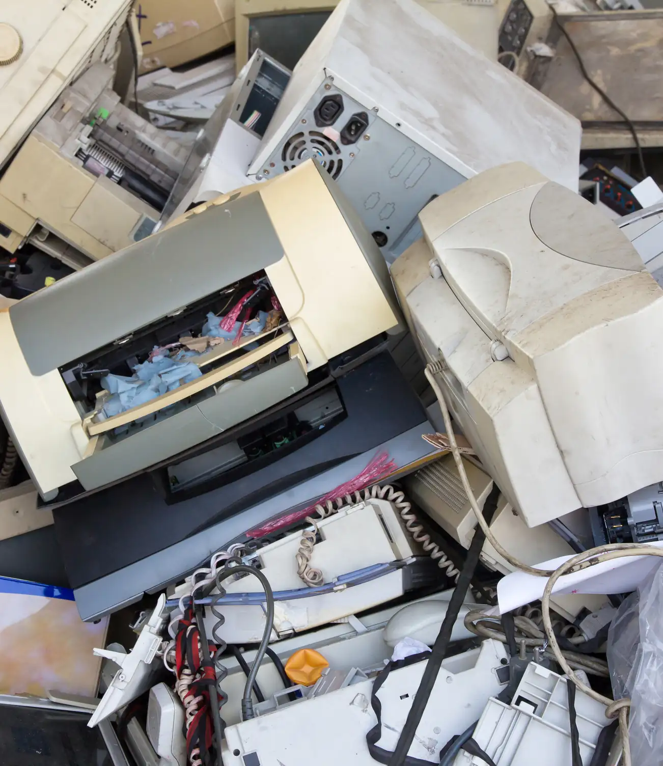 Commercial waste clearance team efficiently removing office furniture, desks, and IT equipment from business premises